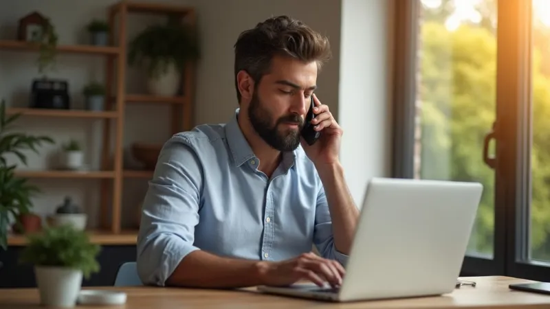 Uomo italiano confronta offerte internet fibra a casa