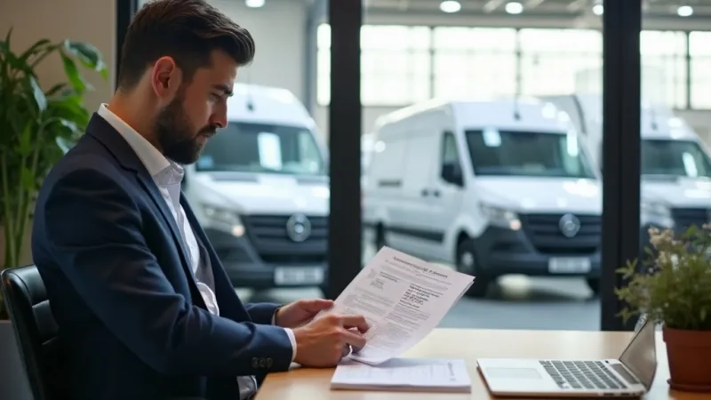 Imprenditore italiano confronta contratti noleggio veicoli commerciali