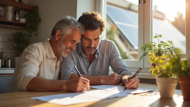 Coppia italiana esamina documenti mutuo green casa efficiente