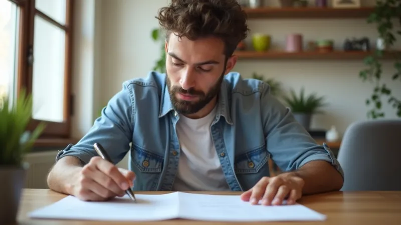 Uomo che esamina contratto noleggio lungo termine moto
